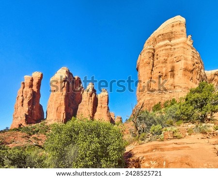 Sedona Red Sandstone Formations and Blue Sky Panorama