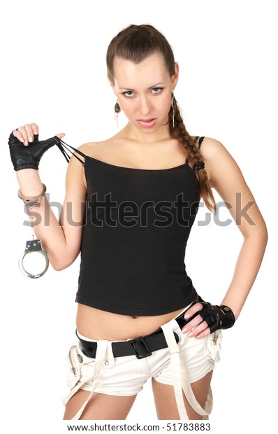 Seductive Girl Handcuffs Isolated Over White Stock Photo 51783883 ...