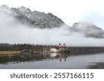 Königssee, See, lake, Bayern, Bavaria, Nebel, fog, Wallfahrtskirche St. Bartholomä