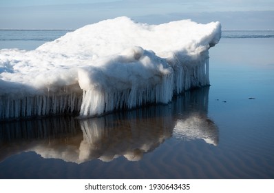 See Monster From Ice With Icicle Beard Entering Into See Water