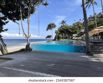 See through blue infinity pool