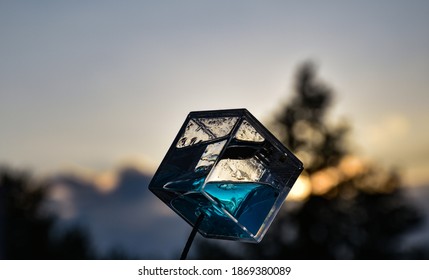 See Through Cube With Blue Liquid