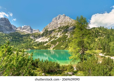 Seebensee in Tirol Österreich, Ansicht Mieminger Kette