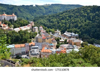 Seen old town of Karlovy Vary from Above