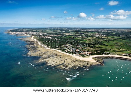Saint-Pierre-d'Oléron seen from the sky, commune of the island Oleron , in the Charente-Maritime department, in the Poitou-charentes region, France, Europe