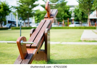 Seesaw on grass and play outdoor or totter