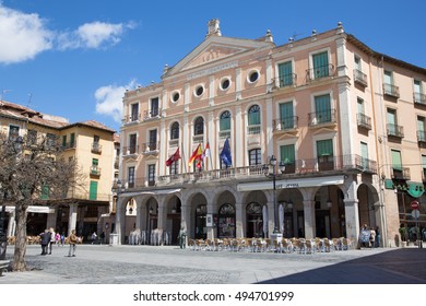 SEGOVIA, SPAIN, APRIL - 15, 2016: The Juan Bravo Theater On The Plaza Mayor Square.