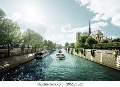 Seine And Notre Dame De Paris, Paris, France