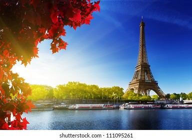 Seine in Paris with Eiffel tower in autumn time - Powered by Shutterstock