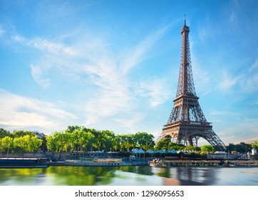 Seine In Paris With Eiffel Tower In Sunrise Time