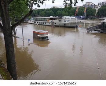 Seine river food, Paris, France, June 04 2016: Seine river flood