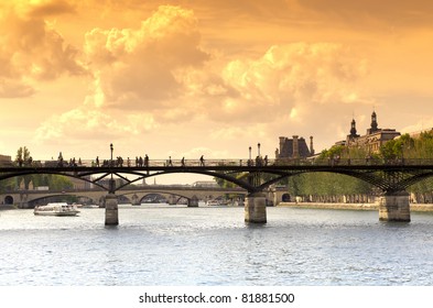 Seine  River And Paris Bridges