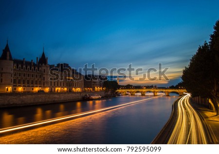 Seine river at sunset 