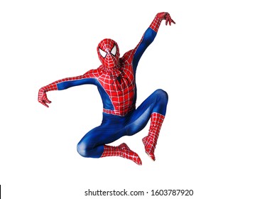 SEINT-PETERSBURG, RUSSIA - JUNE 29, 2016: Spider-man, a cosplay comic character. Guy cosplayer at cosplay Convention, spider-man costume from marvel