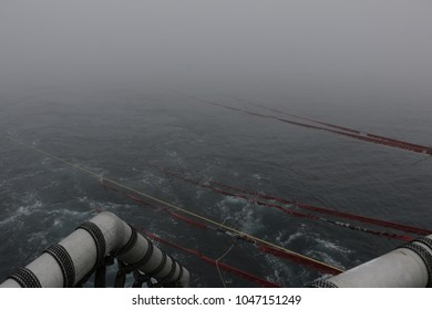 Seismic Survey Lead-ins Disappearing Into The Mist