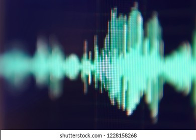 Seismogram. Waveform. Oscilloscope. Musical Equalizer. Sound Wave. Radio Frequence. Abstract Closeup Photo Background