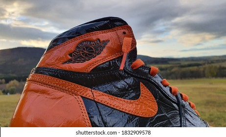 Sejby, Czech Republic- 11/02/2019: Air Jordan 1 Shattered Backboard 3.0