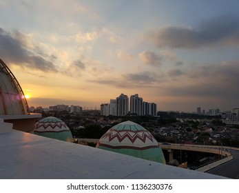 Selangor, Malaysia - 12 JULY 2018 : Sunway City View During Sunset From Rooftop Parking.