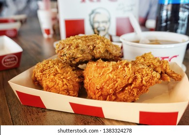 SELANGOR, MALAYSIA - 20 April, 2019: Kentucky Fried Chicken (KFC) restaurant. KFC is a fast food restaurant chain that specializes in fried chicken. 

