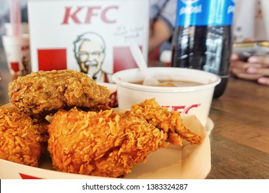 SELANGOR, MALAYSIA - 20 April, 2019: Kentucky Fried Chicken (KFC) restaurant. KFC is a fast food restaurant chain that specializes in fried chicken. 

