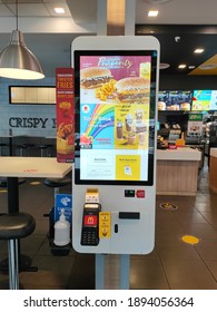 Selangor, Malaysia Jan 2021: Electronic Self Service Order Machine At Mc Donald's.