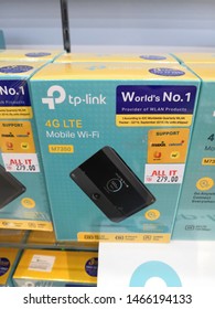 Selangor, Malaysia - July 2019 : TP - Link 4G Lte Wifi Kit Display For Sale In Computer Shop. TP-Link Is The World's First Provider Of Consumer WiFi Networking Devices. 