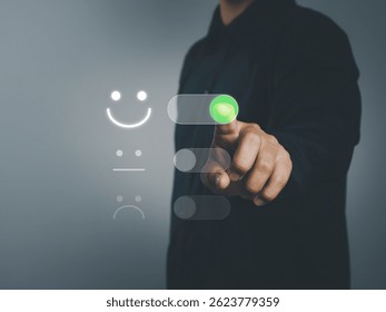 Select Satisfaction Level On Off button Service or business satisfaction rating indicates the highest level of satisfaction with the service.