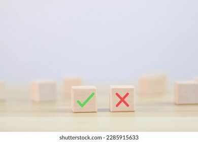 Select true and false yes or no symbols on the cube. - Shutterstock ID 2285915633