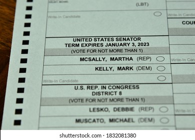 Selected Focus 2020 Arizona Senate Mail In Ballot With Kelly And McSally Peoria Arizona 10/12/20