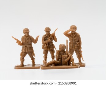 Selected Focus Brown  Toy Soldiers  Platoon At Camp