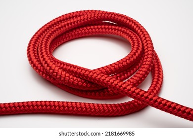 Selected Front Focus Of A Length Of Red Parachord Parachute Chord For Straps Leads, Bracelets And Safety Harness