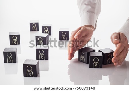 Selection and analysis candidate on work. Choice resume, business recruitment. HR manager is checking off workers in planning to select them for a work team. 