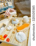 Selection of cheeses on a tray