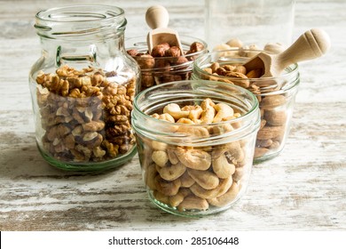 Selection of dried fruits in jars