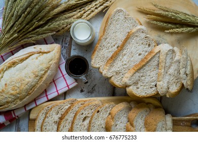 Selection of freshly made breads served for breakfast