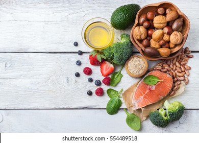 Selection Of Healthy Food For Heart, Life Concept