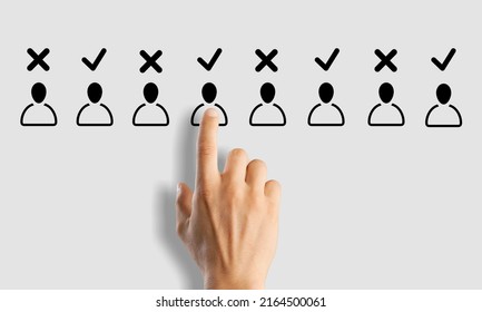 Selection Of Job Candidates. Abstract Personas. Acceptance And Rejection Concept