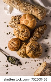 Selection of  Mixed Bread Rolls or Bunson the bright stone Background