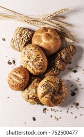 Selection of  Mixed Bread Rolls or Bunson the bright stone Background