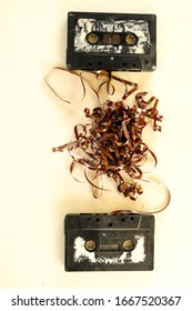 a selection of old audio cassettes