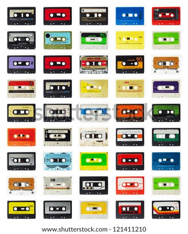 a selection of old audio cassettes