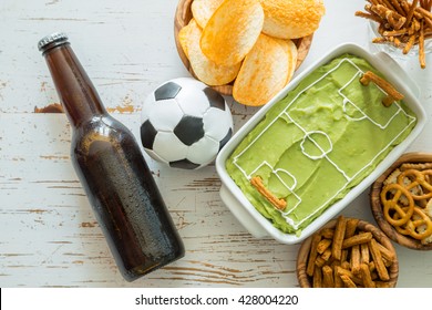 Selection Of Party Food For Watching Football Championship