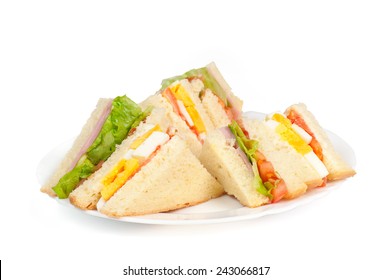 A selection of Sandwiches with various fillings at a plate