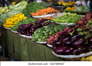 Selection Of Vegetables From The Farmer's Market In Mauritius. The Indian National Market