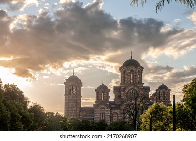 Selective blur on Church of Saint Mark, also called Crkva Svetog Marka, at dusk, during a sunny summer evening. It is an orthodox church and a major touristic landmark.



 - Shutterstock ID 2170268907