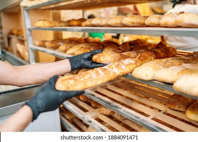 selective focus of baker shelving freshly baked bread - Powered by Shutterstock