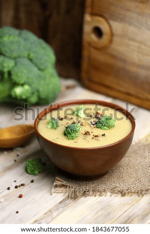 Similar – Image, Stock Photo Fresh Cream of Broccoli Soup