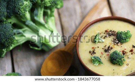 Similar – Image, Stock Photo Fresh Cream of Broccoli Soup