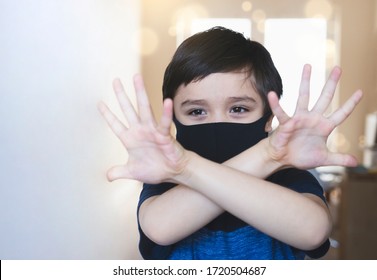 Selective Focus Child Showing Clean Hands,signalling Stop And Prevent Coronavirus,Kid In Self Isolation Showing Hands After Washing,protective Measures Against Spreading Of Coronavirus Epidemic Concept