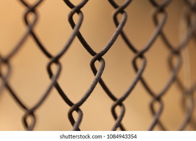 Selective focus of close up chain link fence.